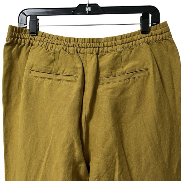 J Jill Womens Linen Blend Drawstring Ankle Pants Size S Mustard Coastal Vacay - Picture 4 of 8